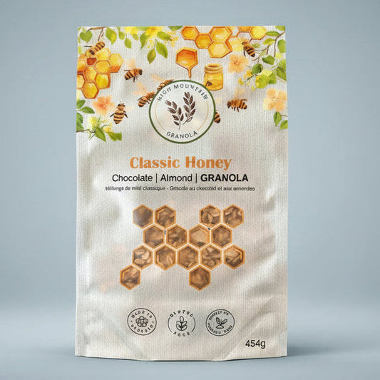 Package of High Mountain Granola Classic Honey Chocolate Almond Granola